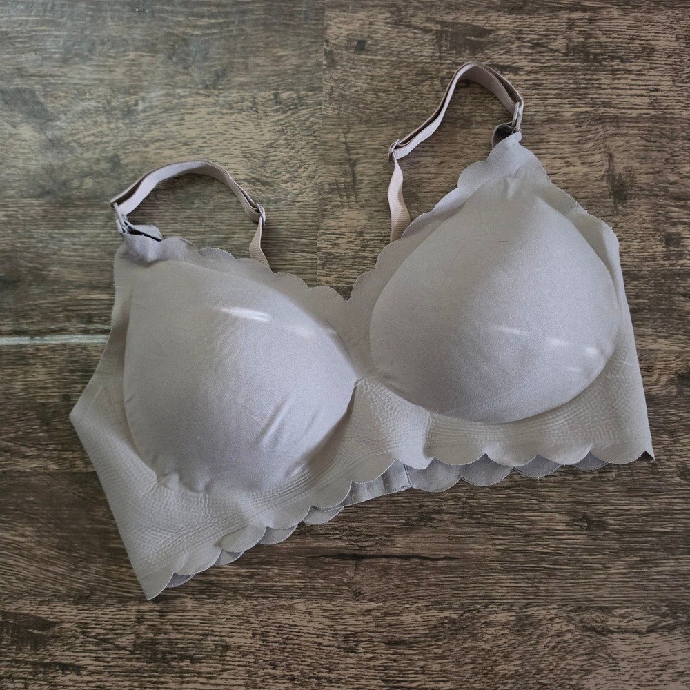 Nursing Bra Women XL Tan Seamless Scalloped Wireless Maternity
